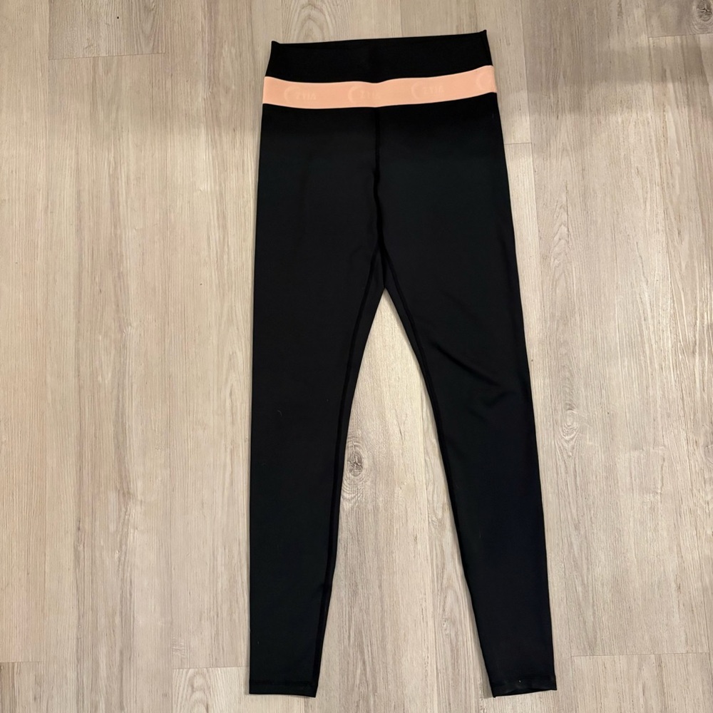 ZYIA Black Leggings with Pink Band